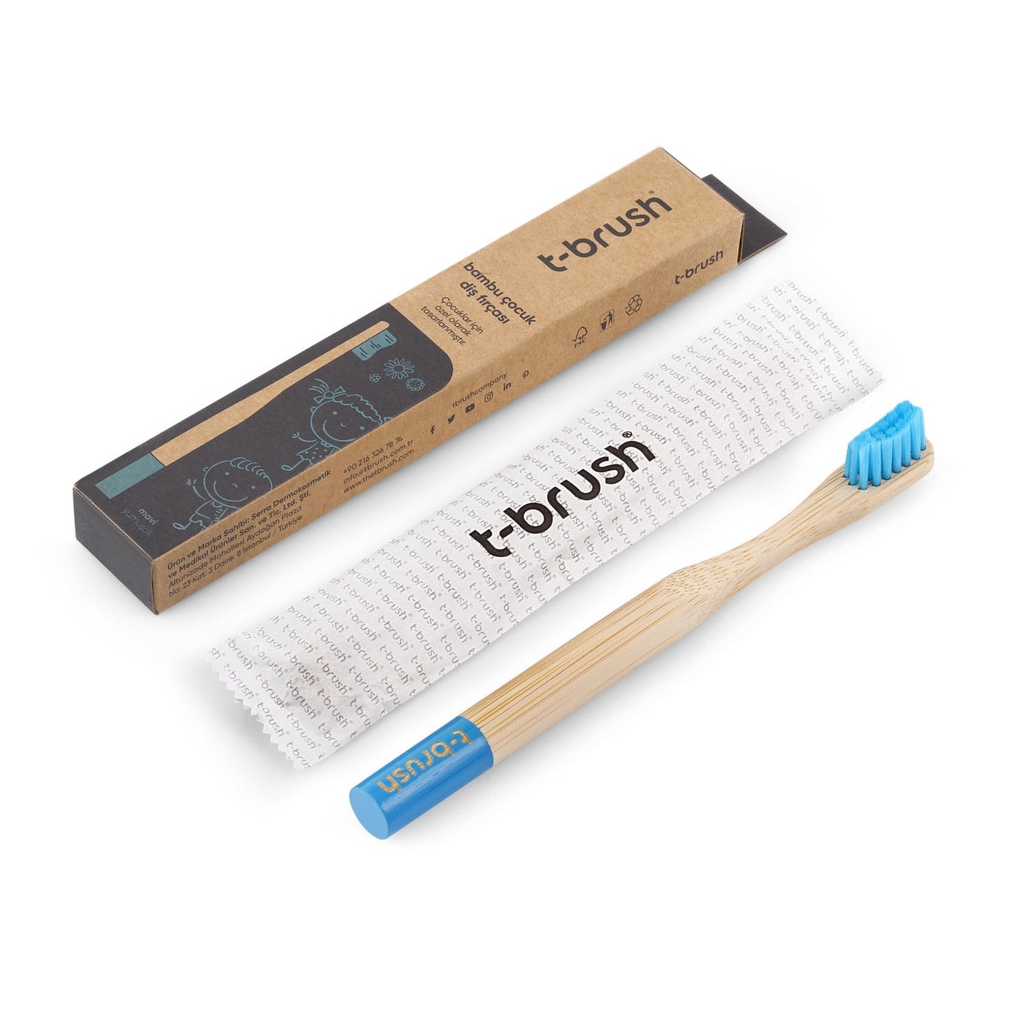 T-Brush Bamboo Kids Toothbrush - Blue - Attily - #boycott #فلسطين #palestine