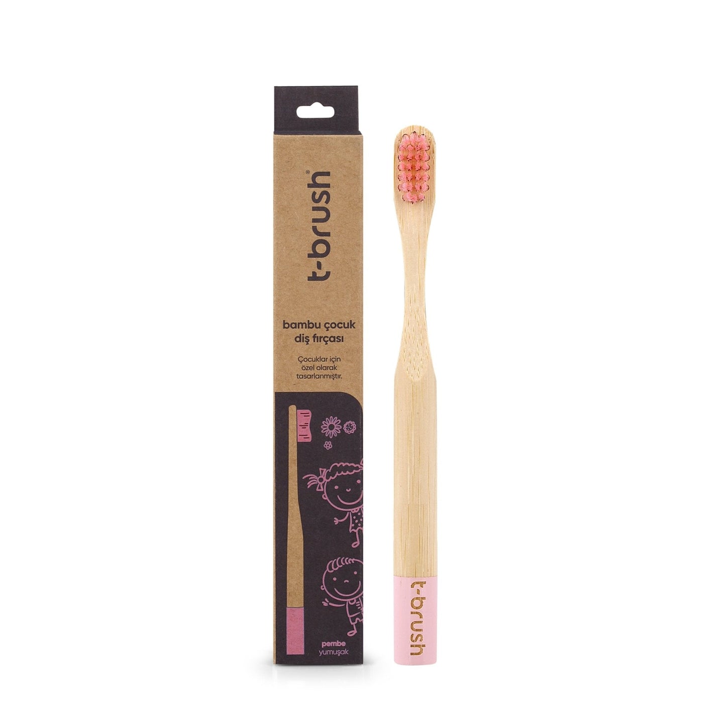 T-Brush Bamboo Kids Toothbrush - Pink - Attily - #boycott #فلسطين #palestine