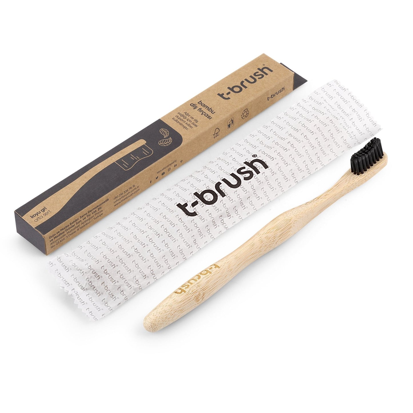 T-Brush Bamboo Toothbrush - Black - Attily - #boycott #فلسطين #palestine