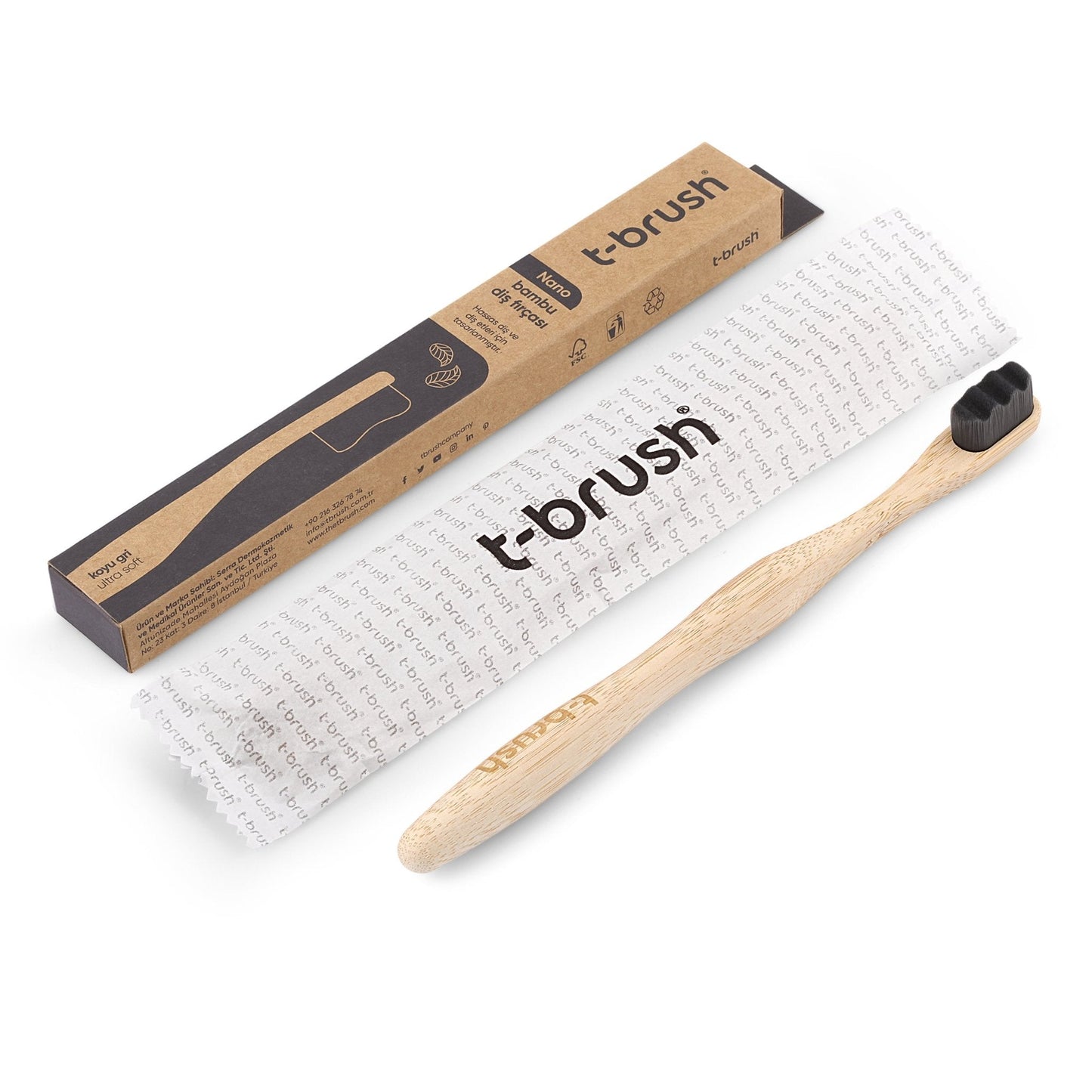 T-Brush Nano Bamboo Toothbrush - Black - Attily - #boycott #فلسطين #palestine