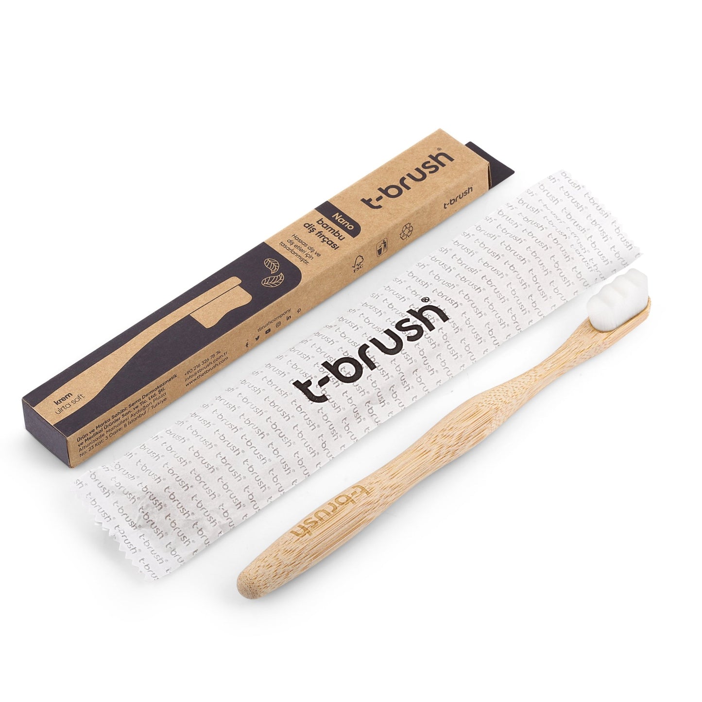 T-Brush Nano Bamboo Toothbrush - White Color - Attily - #boycott #فلسطين #palestine